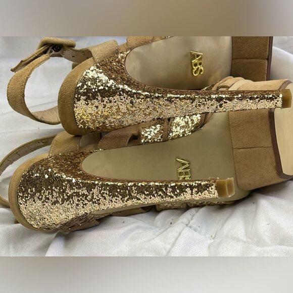 ABS Gold Glitter Platform Heels. Size 8.5 - Picture 6 of 8